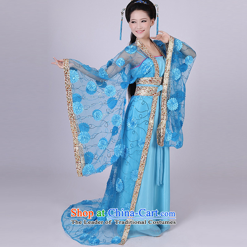 The end of the Tang dynasty costume light Han-Queen's tail Gwi-clothing fairies ancient costumes high collar on-chip mounted female CX8 Goodfriend Deodorant Powder Blue light at the end of the code are , , , shopping on the Internet
