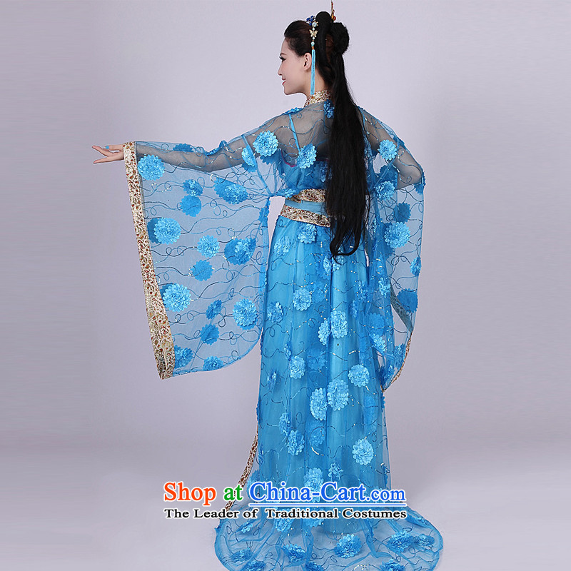 The end of the Tang dynasty costume light Han-Queen's tail Gwi-clothing fairies ancient costumes high collar on-chip mounted female CX8 Goodfriend Deodorant Powder Blue light at the end of the code are , , , shopping on the Internet