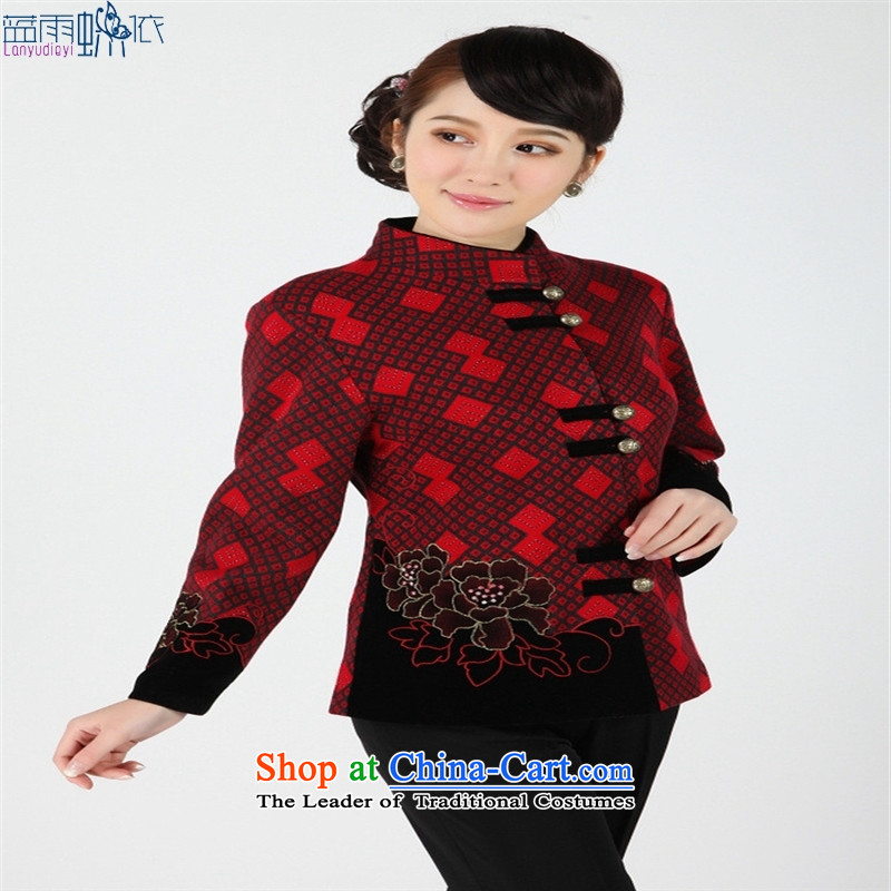 Women and men are older Tang dynasty [2359-1] Tang blouses, overalls and costumes. Red XXXL, blue rain butterfly according to , , , shopping on the Internet