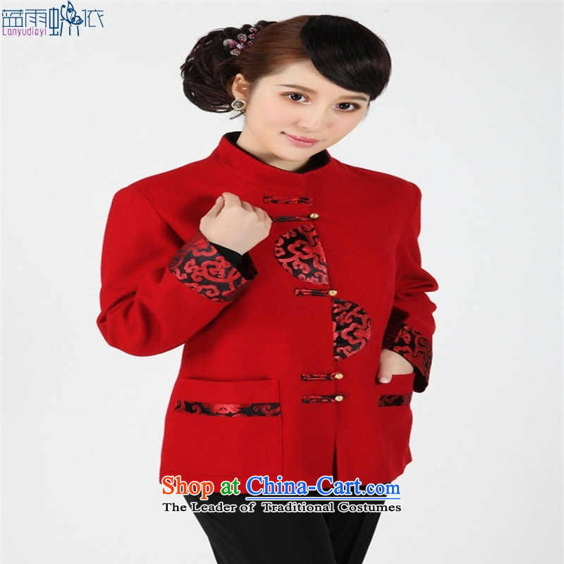 Women and men are older Tang dynasty [2358-1] Tang blouses, overalls and costumes. Black Rain butterfly according to blue XXXL, shopping on the Internet has been pressed.