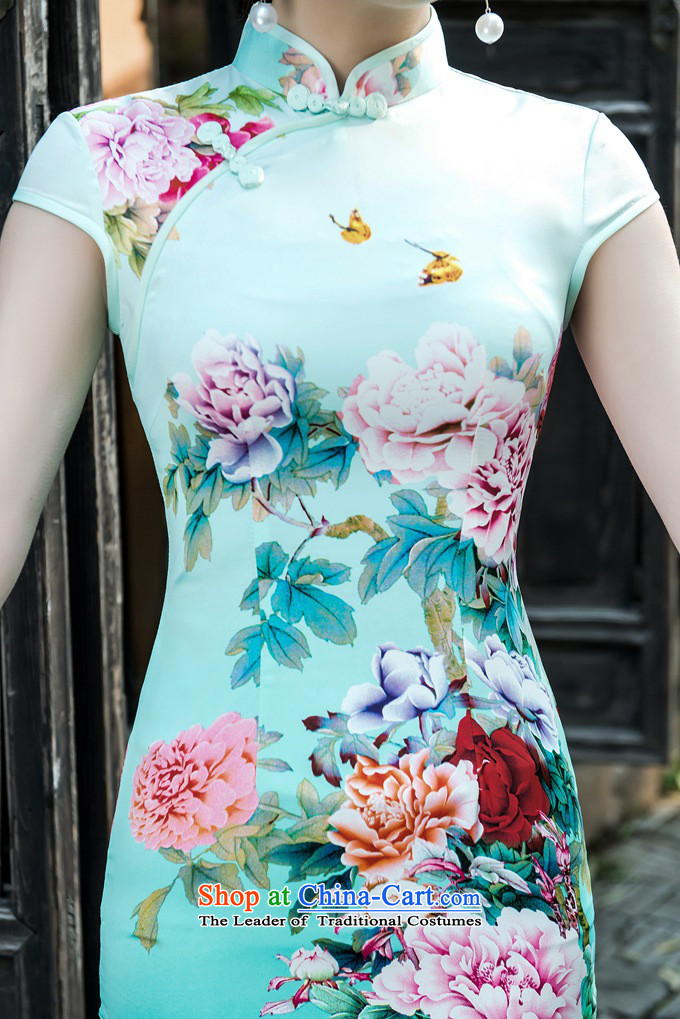 2015 Spring New Elastic satin qipao butterfly Mudan China wind up manually port Mock-neck cheongsam dress pink butterfly XL Photo, prices, brand platters! The elections are supplied in the national character of distribution, so action, buy now enjoy more preferential! As soon as possible.