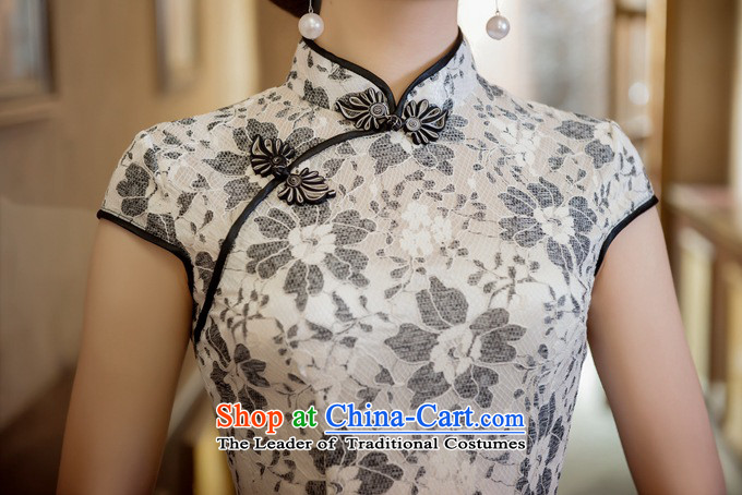 2015 Spring New monochrome composite lace qipao and sexy collar qipao suit XXL picture, prices, brand platters! The elections are supplied in the national character of distribution, so action, buy now enjoy more preferential! As soon as possible.