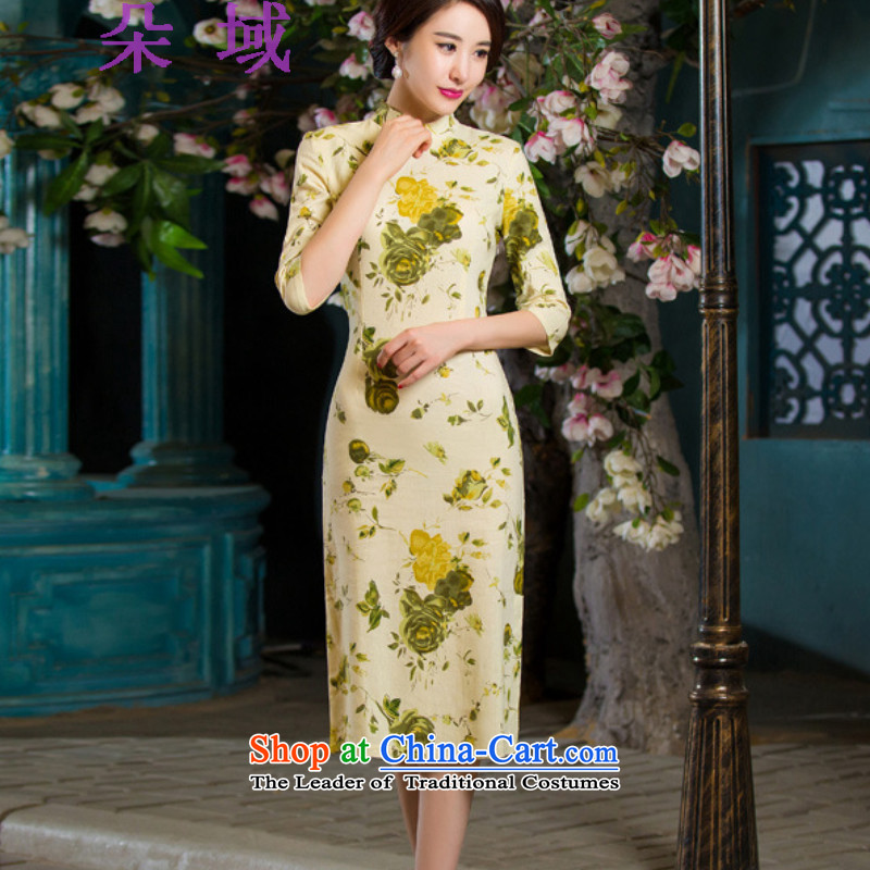 Load the autumn 2015 domain and the new graphics in thin cuff Sau San larger linen long skirt cheongsam dress N321C9036 Samui Orchid , flower domain , , , shopping on the Internet