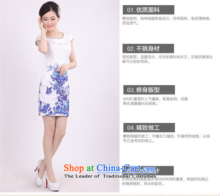 No collar cotton summer 2015 new qipao porcelain stylish Sau San retro dresses picture color pictures, prices, XL brand platters! The elections are supplied in the national character of distribution, so action, buy now enjoy more preferential! As soon as possible.