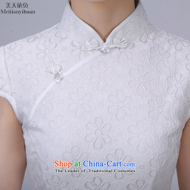 Pure White Lace qipao 2015 small fresh short of nostalgia for the forklift truck graphics thin white XXL, Sau San Mei-day in accordance with the property (meitianyihuan) , , , shopping on the Internet