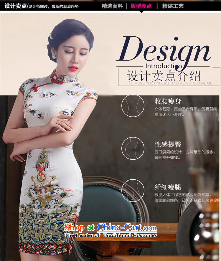 Silk Cheongsam 2015 new summer daily retro style graphics thin short of Sau San dresses temperament female white S picture, prices, brand platters! The elections are supplied in the national character of distribution, so action, buy now enjoy more preferential! As soon as possible.