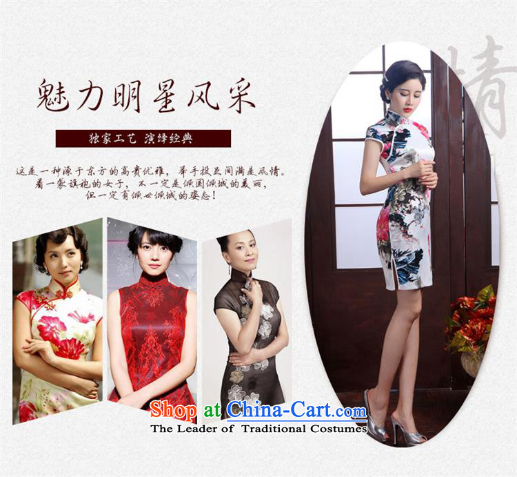 Silk Cheongsam 2015 Spring/Summer New Stylish retro elegant beauty sheikhs wind-day short of the forklift truck, the skirt picture color pictures, prices, XXL brand platters! The elections are supplied in the national character of distribution, so action, buy now enjoy more preferential! As soon as possible.