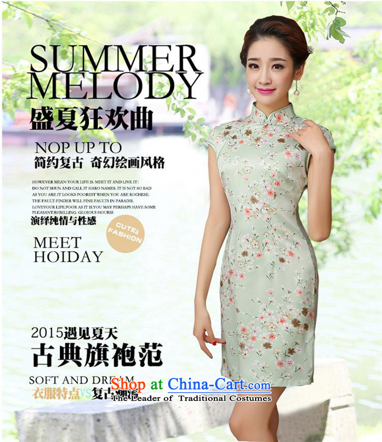 Silk Cheongsam dress elastic thread small fresh floral retro-day 2015 summer picture color S picture, prices, brand platters! The elections are supplied in the national character of distribution, so action, buy now enjoy more preferential! As soon as possible.