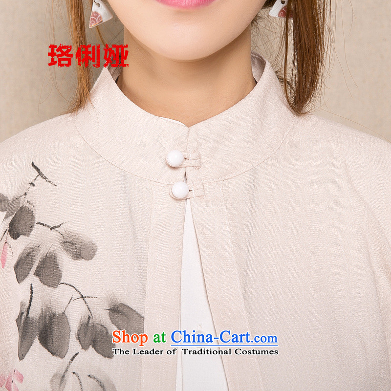 Judy li ya 2015 Autumn replacing new cotton linen china wind Han-female cardigan hand-painted windbreaker female long jacket BZ1273 female m White L, Judy Li Ya (LUOLIYA) , , , shopping on the Internet