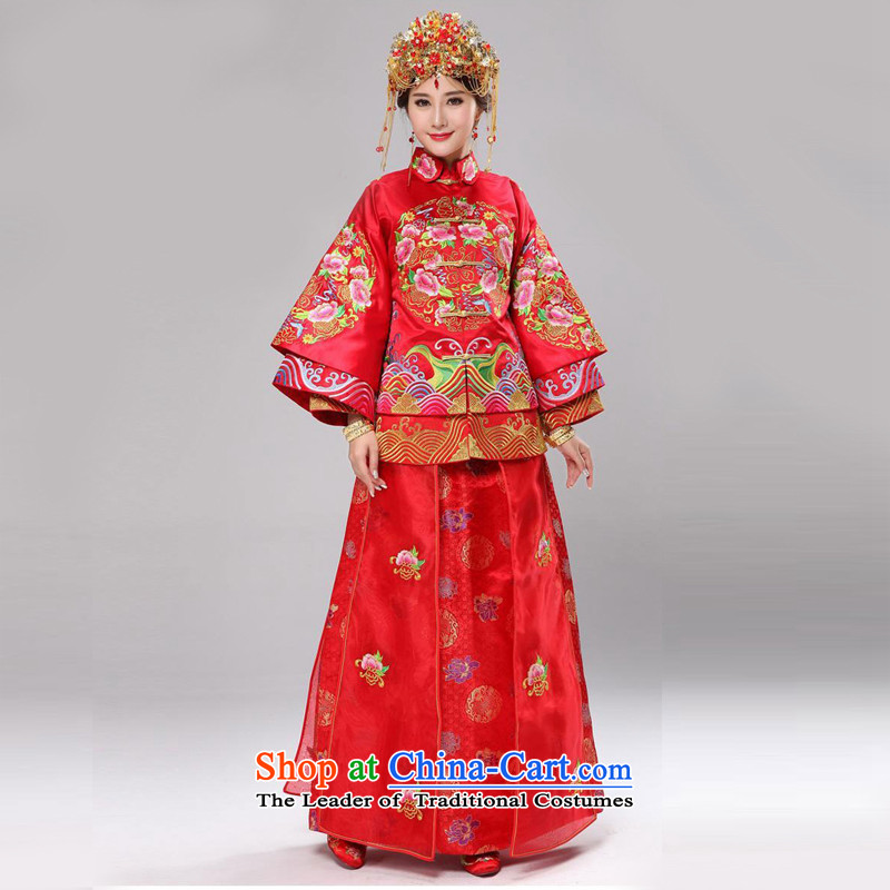 The Syrian Arab Republic 2015 marriage-soo time wo service Chinese Dress retro wedding dress manually use Su Su kimono skirt Wo Service bridal dresses costume marriage solemnisation wedding gown red XXL, time Syrian shopping on the Internet has been press