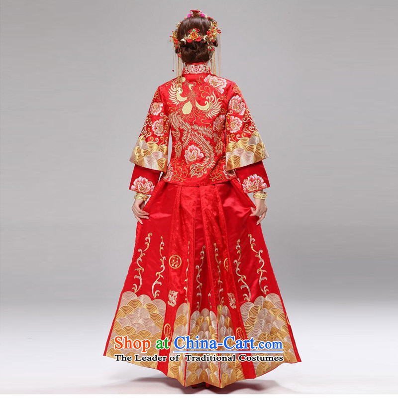 Time the new 2015 Syria high-end-use dragon serving wo embroidery wedding dress bride dress Chinese wedding dress costume bows service gold and silver thread use skirt red XS, Syria has been pressed time shopping on the Internet