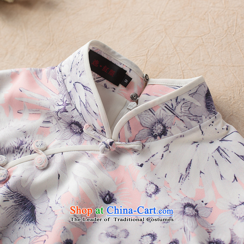 A Pinwheel Without Wind Flower-Madeunlike Yat Xia Xue woven shirts 2015 Summer qipao new products of ethnic retro short-sleeved T-shirt with pink Tang  Yat archaeologist makes L, , , , shopping on the Internet