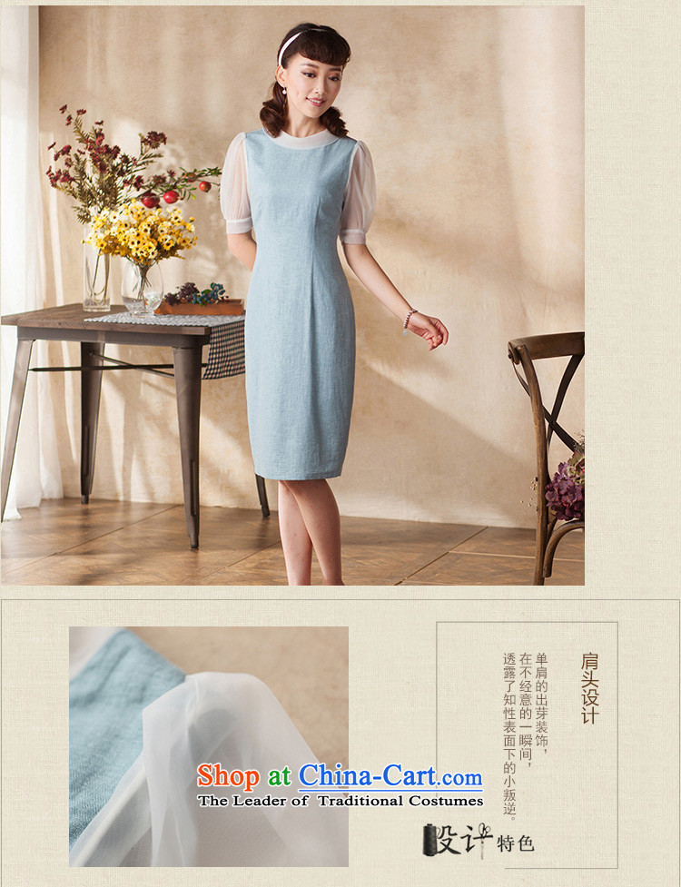 The First Lady Yat dresses Summer 2015 new product literature and improved quarters retro bubble cuff cheongsam dress blue L picture, prices, brand platters! The elections are supplied in the national character of distribution, so action, buy now enjoy more preferential! As soon as possible.
