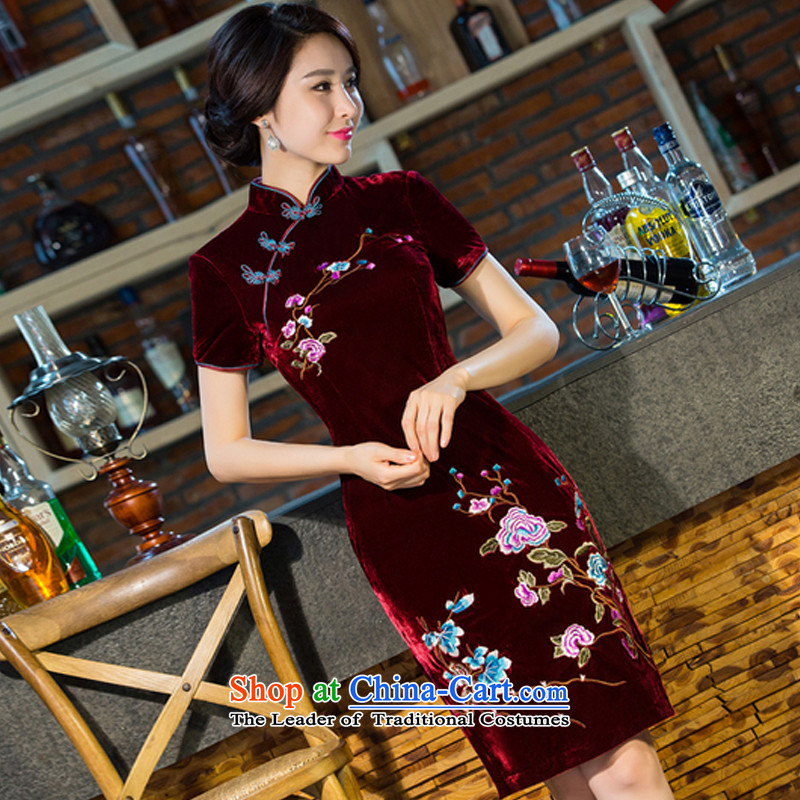The US by 2015 new moms siang wedding Kim scouring pads retro dresses cheongsam dress improved skirt purple XXXL, Mei-siang (MEILIANXIANG) , , , shopping on the Internet