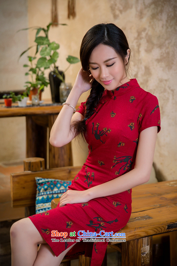 Mano-hwan's 2015 new cotton linen cheongsam dress retro style qipao linen dresses China wind female Samui Red M picture, prices, brand platters! The elections are supplied in the national character of distribution, so action, buy now enjoy more preferential! As soon as possible.