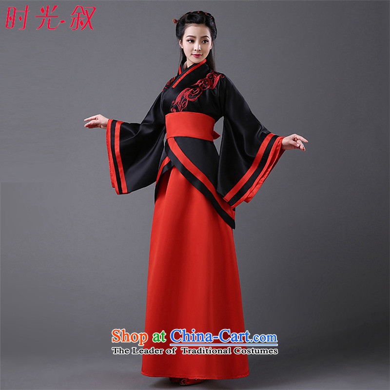 Time Syrian costume clothing Han-Han dynasty Clothing Song female comedies were deeply Yi Han-Women's improved Han-fairies skirt embroidery red black dress code for both floor 160-175cm, time Syrian shopping on the Internet has been pressed.