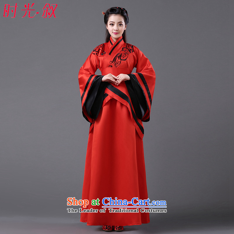 Time Syrian costume clothing Han-Han dynasty Clothing Song female comedies were deeply Yi Han-Women's improved Han-fairies skirt embroidery red black dress code for both floor 160-175cm, time Syrian shopping on the Internet has been pressed.