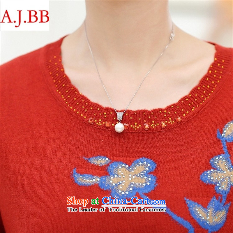 Orange Tysan * Mother knitted shirts autumn wool sweater OL commuter in older, embroidery, forming the round-neck collar shirts and T-shirt female red kit 115,A.J.BB,,, shopping on the Internet