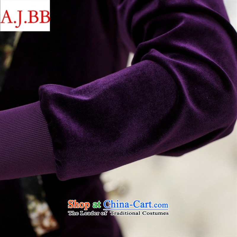 Orange Tysan * new middle-aged women's clothes autumn middle-aged moms with stylish Kim uniforms female Velvet Lounge jackets with purple XL,A.J.BB,,, shopping on the Internet