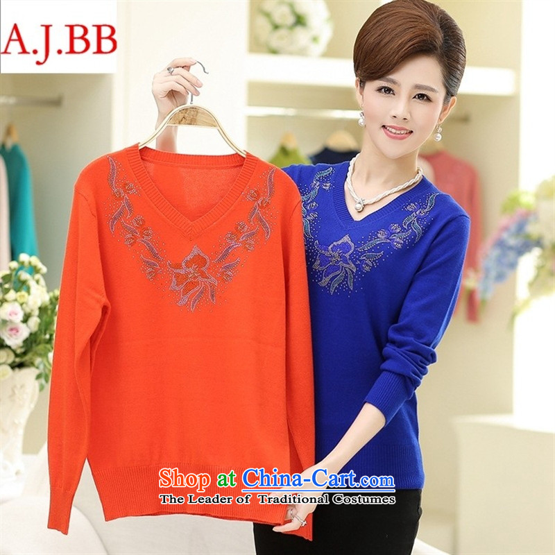 Orange Tysan *2015 fall inside the new Women's Korea long-sleeved Pullover knitting sweater mother forming the loose fit Washable Wool V-Neck Sweater Female Red 115,A.J.BB,,, shopping on the Internet