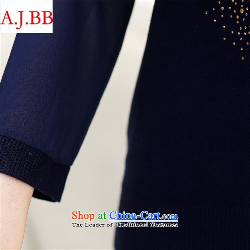 Orange Tysan *2015 fall inside middle-aged female replace V style boxed long-sleeved elderly mother autumn new women's Knitwear sweater navy blue 120,A.J.BB,,, shopping on the Internet
