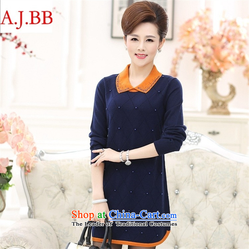 Orange Tysan_ women older Winter Sweater middle-aged moms with skirt in long long-sleeved dolls, forming the basis for Knitted Shirt Red110
