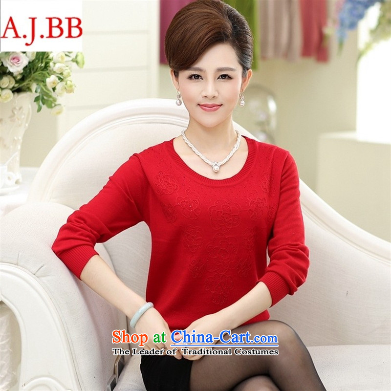 Orange Tysan _2015 new elderly women with large middle-aged autumn mother long-sleeved T-shirt Sweater Knit-Female Red?110