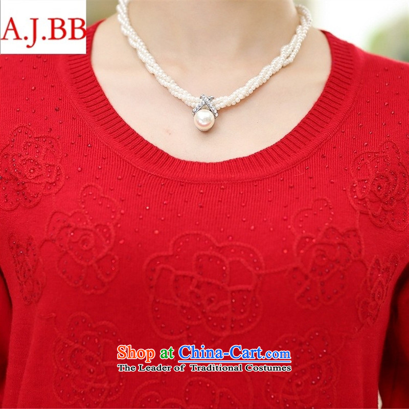Orange Tysan *2015 new elderly women with large middle-aged autumn mother long-sleeved T-shirt Sweater Knit-Female Red 110,A.J.BB,,, shopping on the Internet