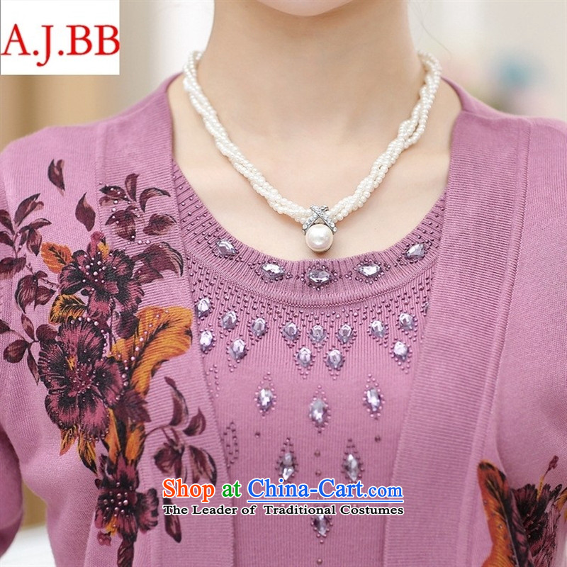 Orange Tysan *2015 autumn new) Older women won version stamp nail pearl leave two kits Knitted Shirt larger mother and color 110,A.J.BB,,, replacing shopping on the Internet