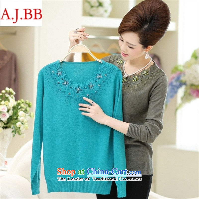 Orange Tysan * autumn and winter new women's Shirt ironing Korean drill knitting sweater in forming the largest number of elderly mother replacing Woolen Sweater Knit green 120,A.J.BB,,, shopping on the Internet