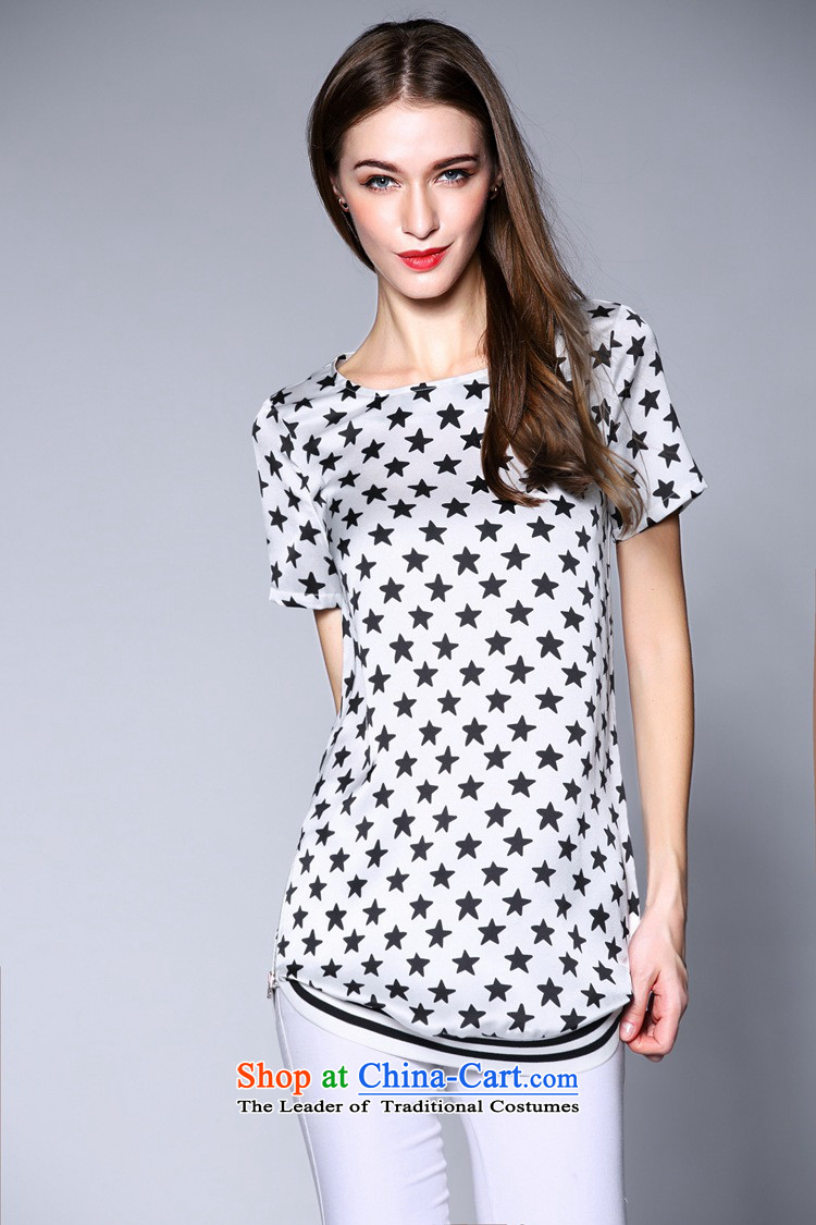 The main European site spring 2015 new women's western large short-sleeved T-shirt loose stamp video stylish shirt female figure color thin L picture, prices, brand platters! The elections are supplied in the national character of distribution, so action, buy now enjoy more preferential! As soon as possible.