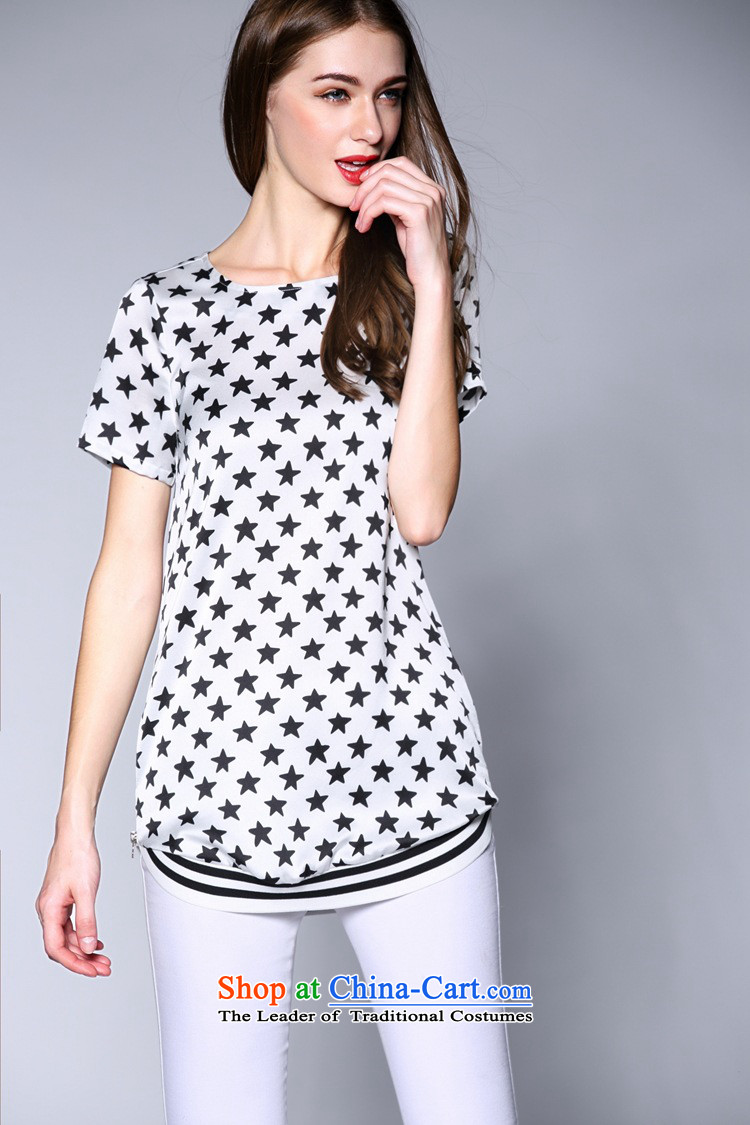 The main European site spring 2015 new women's western large short-sleeved T-shirt loose stamp video stylish shirt female figure color thin L picture, prices, brand platters! The elections are supplied in the national character of distribution, so action, buy now enjoy more preferential! As soon as possible.
