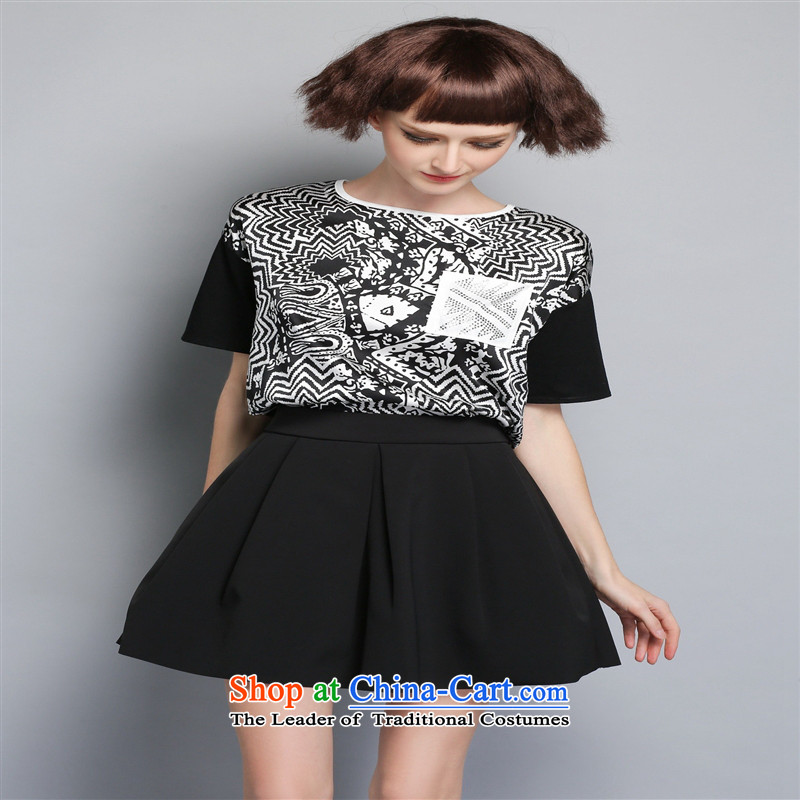 The main spring and summer 2015 new stamp large herbs extract blouses loose breathable round-neck collar short-sleeved T-shirt silk female figure color L, blue rain butterfly according to , , , shopping on the Internet