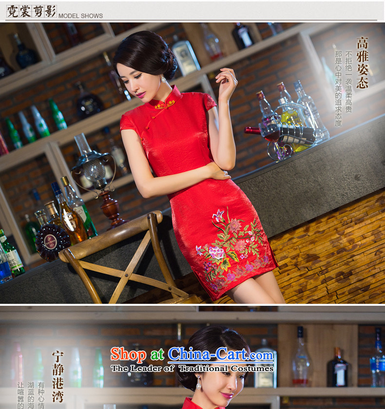 Yuan of autumn 2015 replacing qipao splendid dress new cotton temperament qipao short-sleeved embroidered retro improved qipao gown QD003 chinese red L picture, prices, brand platters! The elections are supplied in the national character of distribution, so action, buy now enjoy more preferential! As soon as possible.
