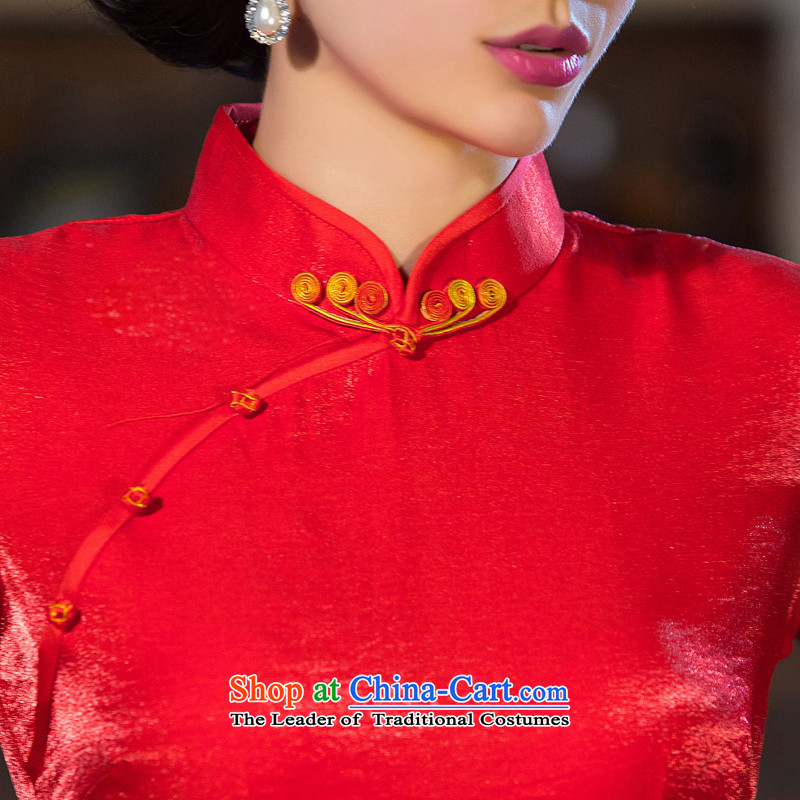 Yuan of autumn 2015 replacing qipao splendid dress new cotton temperament qipao short-sleeved embroidered retro improved qipao gown QD003 Chinese  Yuan of red, L (YUAN SU shopping on the Internet has been pressed.)