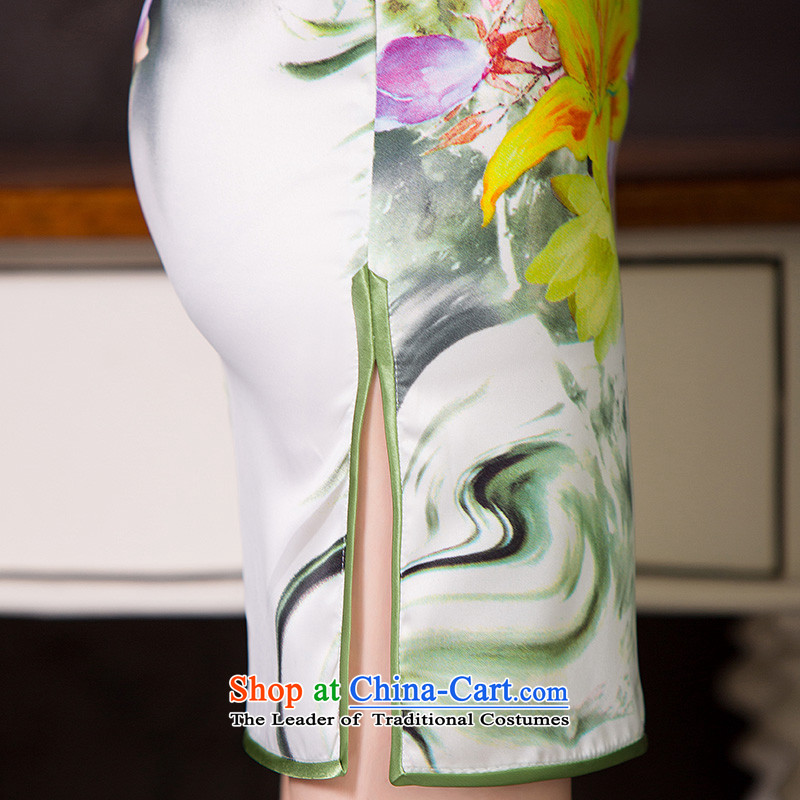 Yuan of Orchid Pavilion summer qipao skirt new retro temperament improved cheongsam dress short-sleeved gown QD250 Ms. daily qipao white L, YUAN YUAN (SU) , , , shopping on the Internet