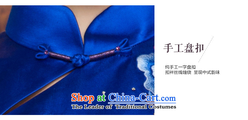 Wood, an improved cheongsam dress really fall 2015 installed new women's dresses skirt 43038 embroidery 10 dark blue XL Photo, prices, brand platters! The elections are supplied in the national character of distribution, so action, buy now enjoy more preferential! As soon as possible.