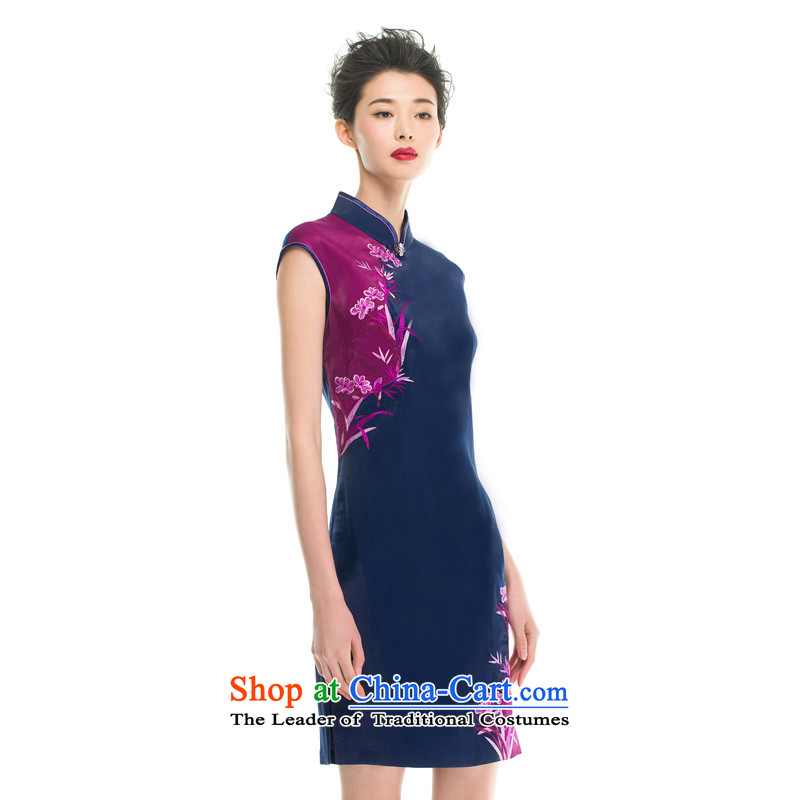 Wood, an improved cheongsam dress really fall 2015 installed new women's retro plane collision color embroidery cheongsam dress 43129 10 dark wood really a , , , Xxl(a), shopping on the Internet