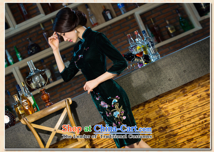 Mrs Ure Mei  2015 Ben new autumn and winter Kim scouring pads dress retro dresses with improved female qipao mother skirt black L picture, prices, brand platters! The elections are supplied in the national character of distribution, so action, buy now enjoy more preferential! As soon as possible.