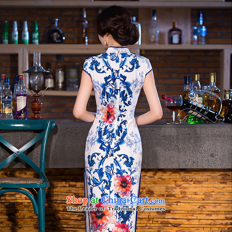 Yuan of spirit smoke porcelain cheongsam dress in new long cheongsam look stylish retro improved long qipao gown QD270  XXL, color picture pixel (YUAN YUAN SU) , , , shopping on the Internet
