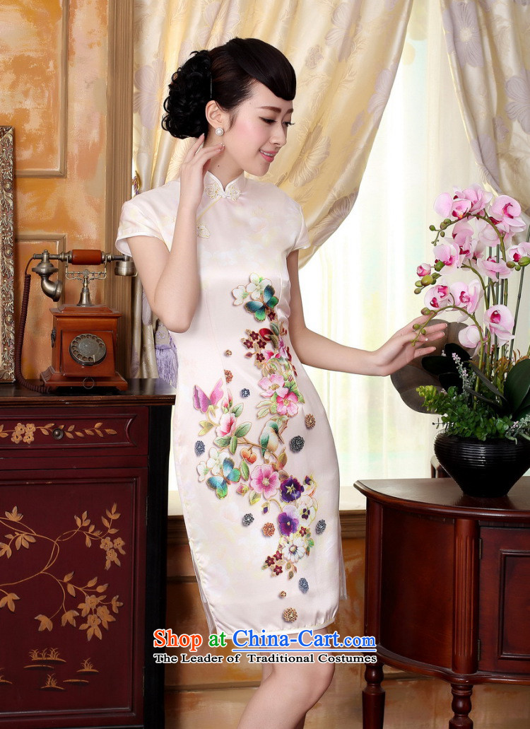 Yet the new floor floor summer dresses Tang dynasty autumn colors pure silk positioning of Mudan Elastic satin poster short qipao picture color pictures, prices, XL brand platters! The elections are supplied in the national character of distribution, so action, buy now enjoy more preferential! As soon as possible.