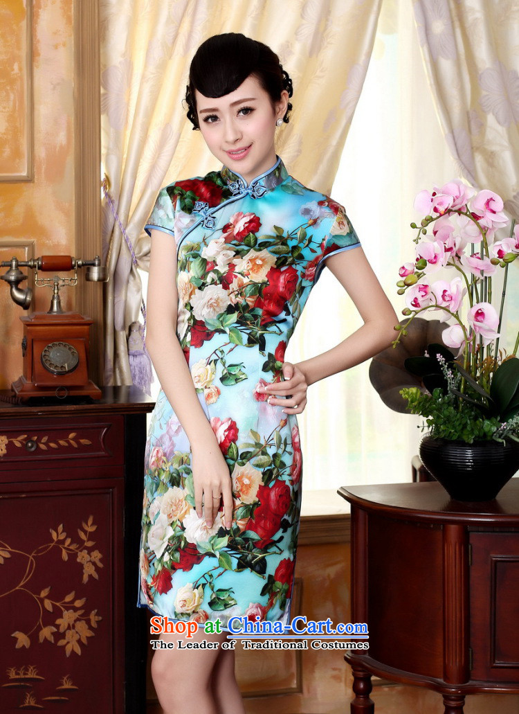 Floor is a new summer of floor dresses Tang dynasty silk Retro classic Silk Satin Poster elastic Sau San double short qipao picture color L photo, prices, brand platters! The elections are supplied in the national character of distribution, so action, buy now enjoy more preferential! As soon as possible.