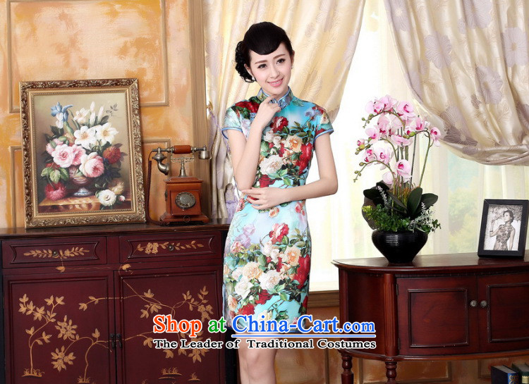 Floor is a new summer of floor dresses Tang dynasty silk Retro classic Silk Satin Poster elastic Sau San double short qipao picture color L photo, prices, brand platters! The elections are supplied in the national character of distribution, so action, buy now enjoy more preferential! As soon as possible.