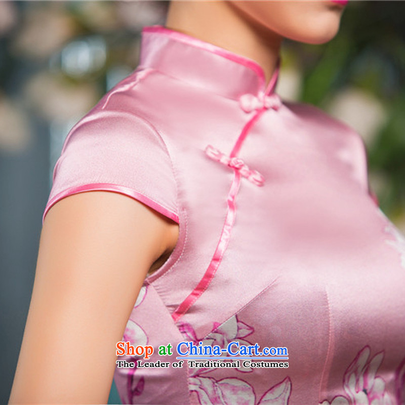 The Cayman 2015 dream 歆 New Silk Cheongsam summer sauna daily improved stylish heavyweight silk cheongsam dress female SZ S2223 L, ink (MOXIN 歆) , , , shopping on the Internet