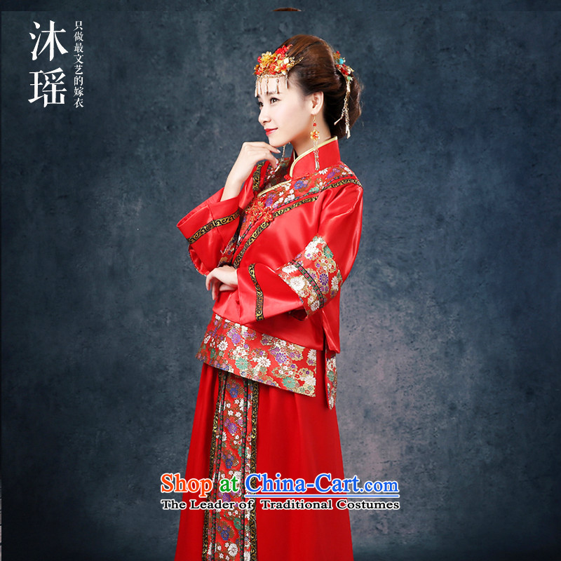 Bathing in the Chinese bows services-soo Yiu Wo Service 2 Piece Collar ramp up long-sleeved female autumn and winter long long skirt the dragon use larger alignment to Foutune of pregnant women and the dragon use 2-soo s breast 84CM, red MU Yiu Shopping o