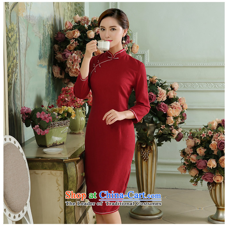 [Sau Kwun Tong] Wen Xiang 2015 Fall Classic solid color cotton linen long tri-color qipao optional Dark Blue M picture, prices, brand platters! The elections are supplied in the national character of distribution, so action, buy now enjoy more preferential! As soon as possible.