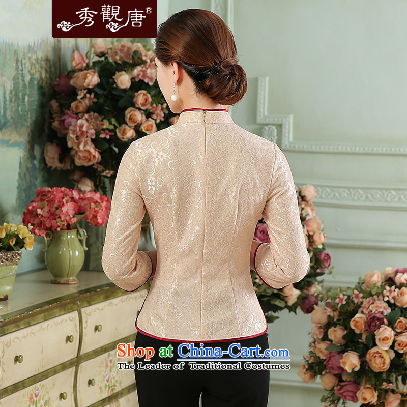 [Sau Kwun Tong] Romanche language autumn 2015 new composite lace Tang blouses, pink shirt XXL, qipao Sau Kwun Tong shopping on the Internet has been pressed.