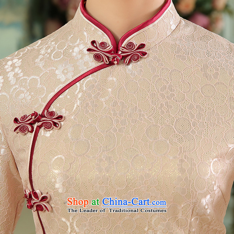 [Sau Kwun Tong] Romanche language autumn 2015 new composite lace Tang blouses, pink shirt XXL, qipao Sau Kwun Tong shopping on the Internet has been pressed.