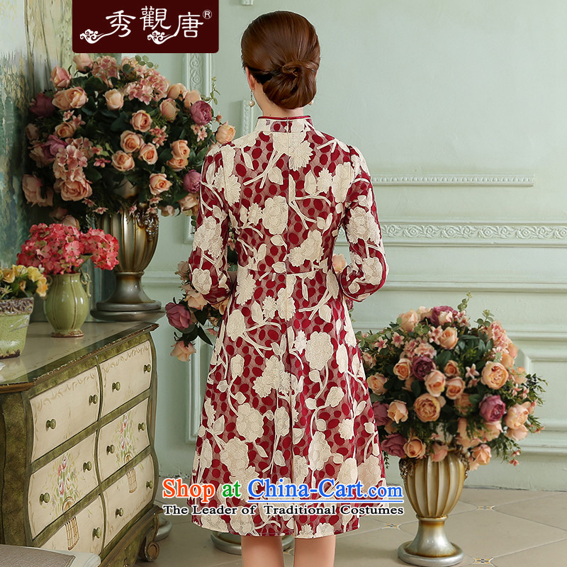 [Sau Kwun Tong] Autumn maple autumn 2015 new retro cheongsam dress cheongsam dress safflower temperament stamp XL, Sau Kwun Tong shopping on the Internet has been pressed.
