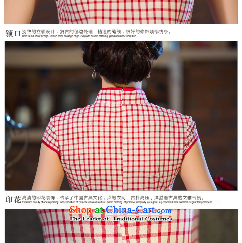 Ink 歆 Ling Xuan 2015 Summer cheongsam dress new grid qipao summer Ms. retro improved Sau San cheongsam dress QD242 red checkered S picture, prices, brand platters! The elections are supplied in the national character of distribution, so action, buy now enjoy more preferential! As soon as possible.